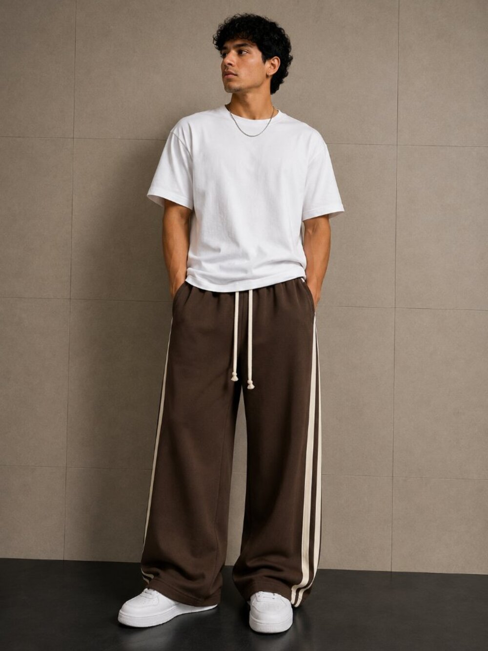 Unisex Wide Leg Track Pants 2-Pack Black & Brown